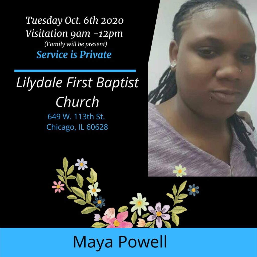 Maya Powell Funeral Flyer